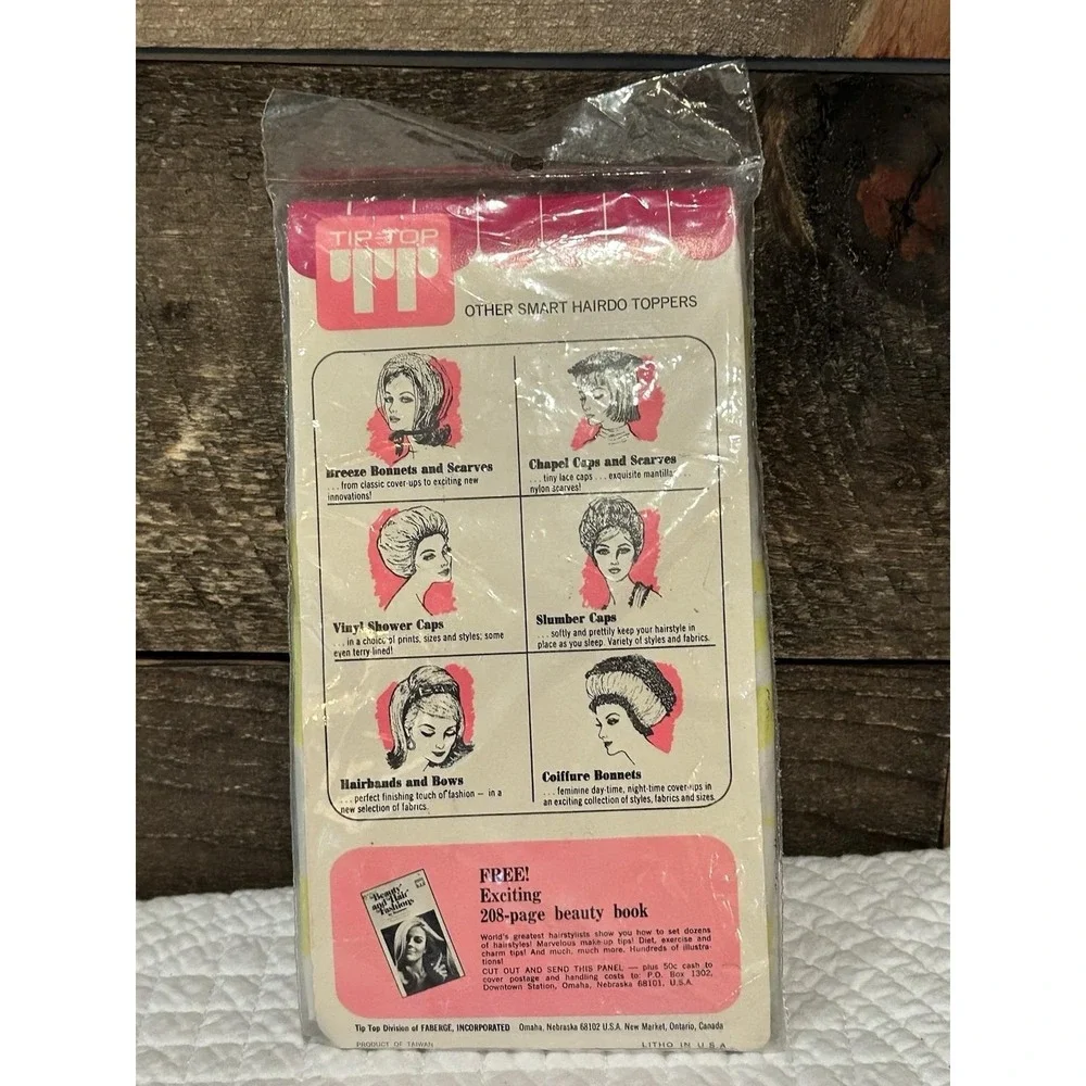 Vintage Tip Top Bouffant Shower Cap NOS in Package Yellow Flowers